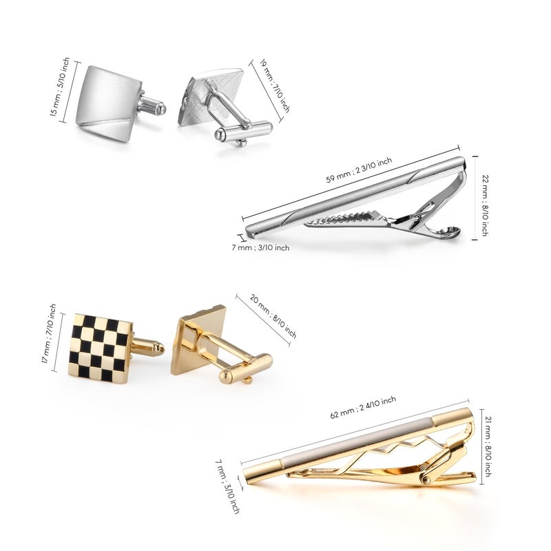wynameleri Cufflinks and Tie Pins Tie Clips Set of 2 Accessories for Men - Image 2
