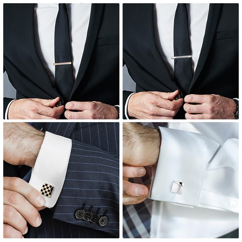 wynameleri Cufflinks and Tie Pins Tie Clips Set of 2 Accessories for Men - Image 4
