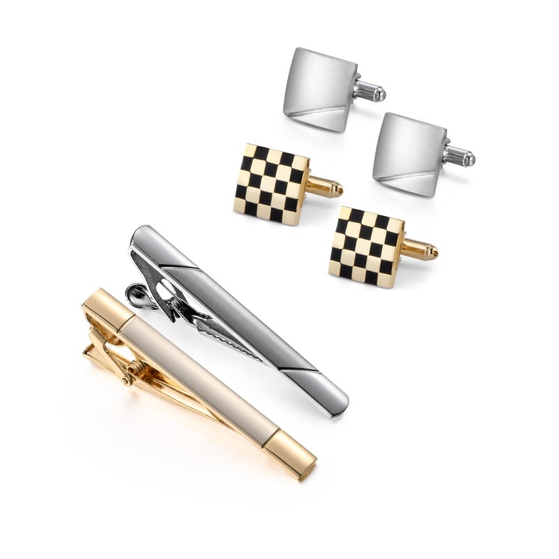 wynameleri Cufflinks and Tie Pins Tie Clips Set of 2 Accessories for Men - Image 1