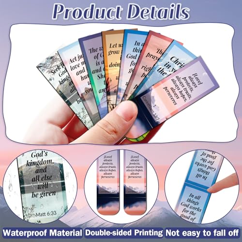 Diteryy 108 Pack Bible Magnetic Bookmarks Christian Magnet Bookmark Clips for Women Men Book Lovers Bible Page Markers for Teachers Students Reading School Office Home, Printing on 2 Side - Image 2