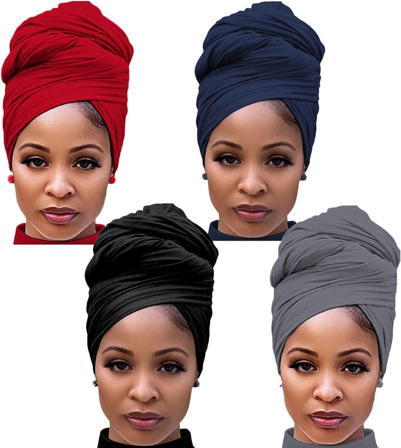 Harewom Head Wraps for Black Women Stretch Head Scarf Long African Hair Wraps Turban Headwraps Jersey Headbands - Image 1