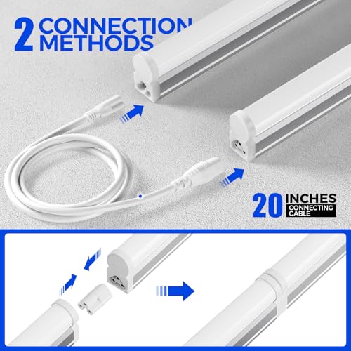 Barrina T5 LED Shop Light 2FT, 6500K (Super Bright White), Utility Shop Lights, Ceiling and Under Cabinet Light, ETL Listed, Corded Electric with Built-in ON/Off Switch, 6 Pack - Image 5