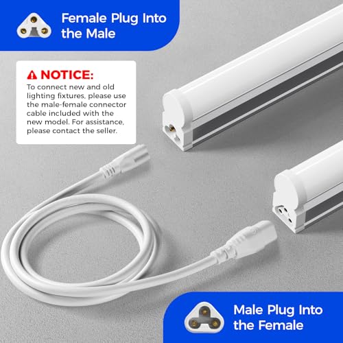 Barrina T5 LED Shop Light 2FT, 6500K (Super Bright White), Utility Shop Lights, Ceiling and Under Cabinet Light, ETL Listed, Corded Electric with Built-in ON/Off Switch, 6 Pack - Image 3