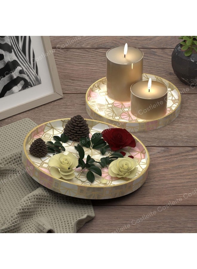 Castleite Ember Decorative Round Wooden Tray Set of 2 Handcrafted Trays for Serving, Use in Kitchen, Dining Table, Decor or Storage - Epoxy Resin Coated - Large, Small (Santuoso) - Image 3