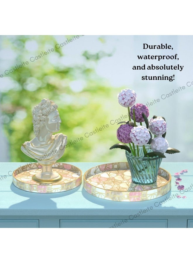 Castleite Ember Decorative Round Wooden Tray Set of 2 Handcrafted Trays for Serving, Use in Kitchen, Dining Table, Decor or Storage - Epoxy Resin Coated - Large, Small (Santuoso) - Image 4