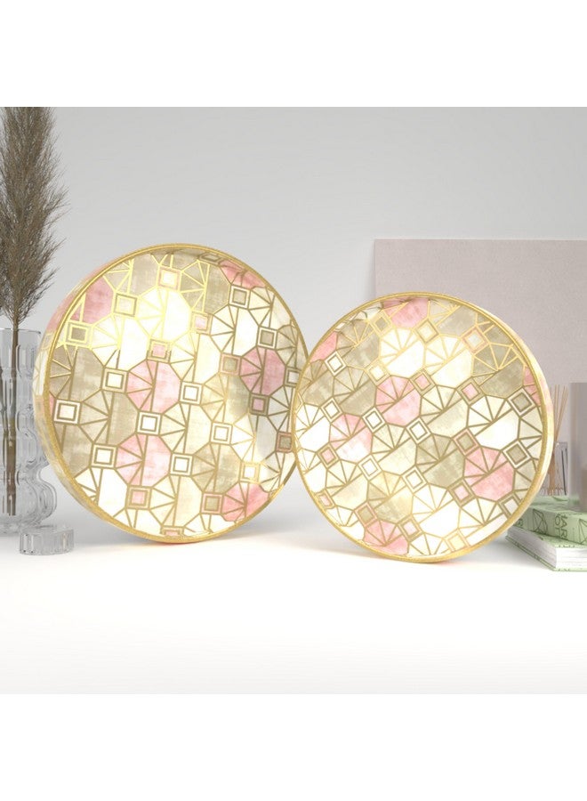 Castleite Ember Decorative Round Wooden Tray Set of 2 Handcrafted Trays for Serving, Use in Kitchen, Dining Table, Decor or Storage - Epoxy Resin Coated - Large, Small (Santuoso) - Image 1