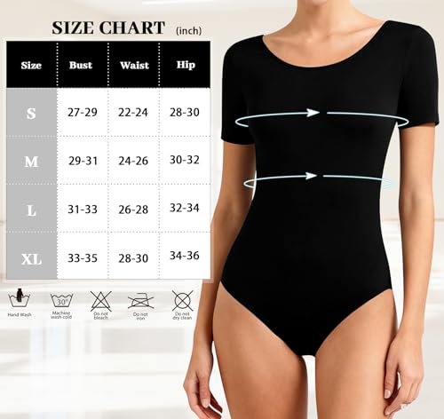 MOLLDAN Women Short Sleeve Dance Leotard Ballet Leotard with Tights,Full Front Lining(LW4027-06-S) - Image 5