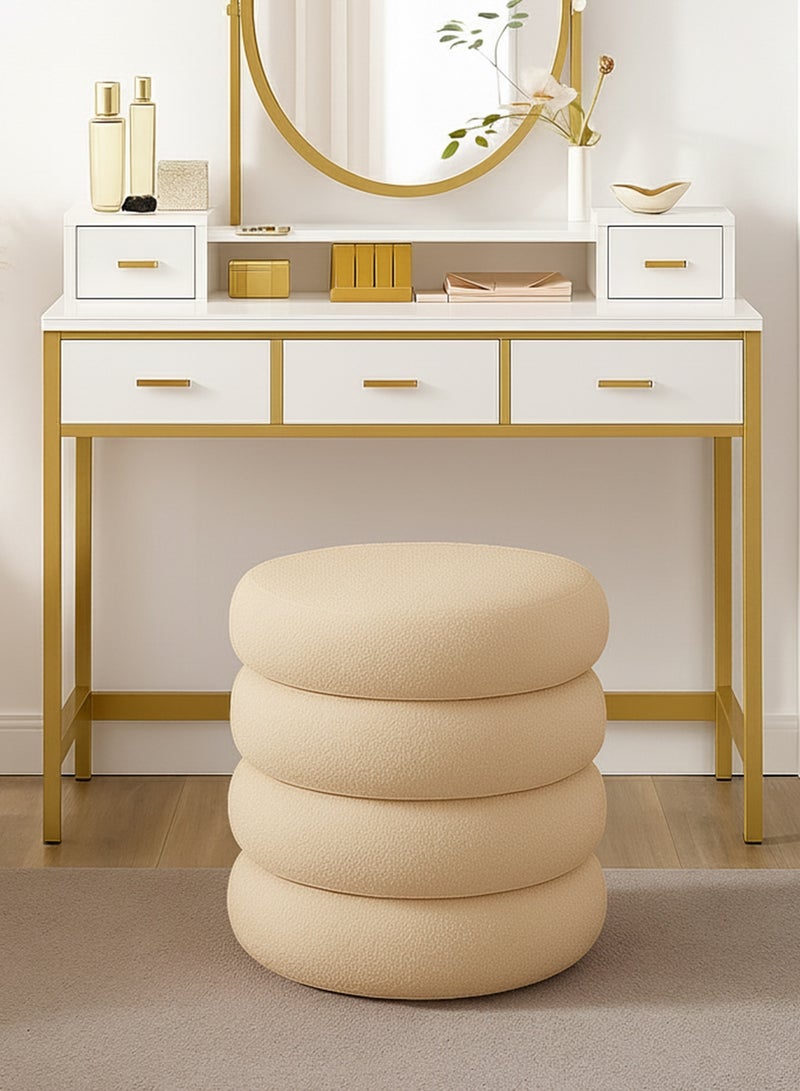 Taimi Boucle Fabric Vanity Chair - Dressing Chair for Bedroom and Dressing Room, Makeup Chair for Vanity Table 40x33cm - Beige - Image 1