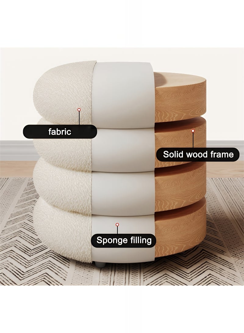 Taimi Boucle Fabric Vanity Chair - Dressing Chair for Bedroom and Dressing Room, Makeup Chair for Vanity Table 40x33cm - Beige - Image 5