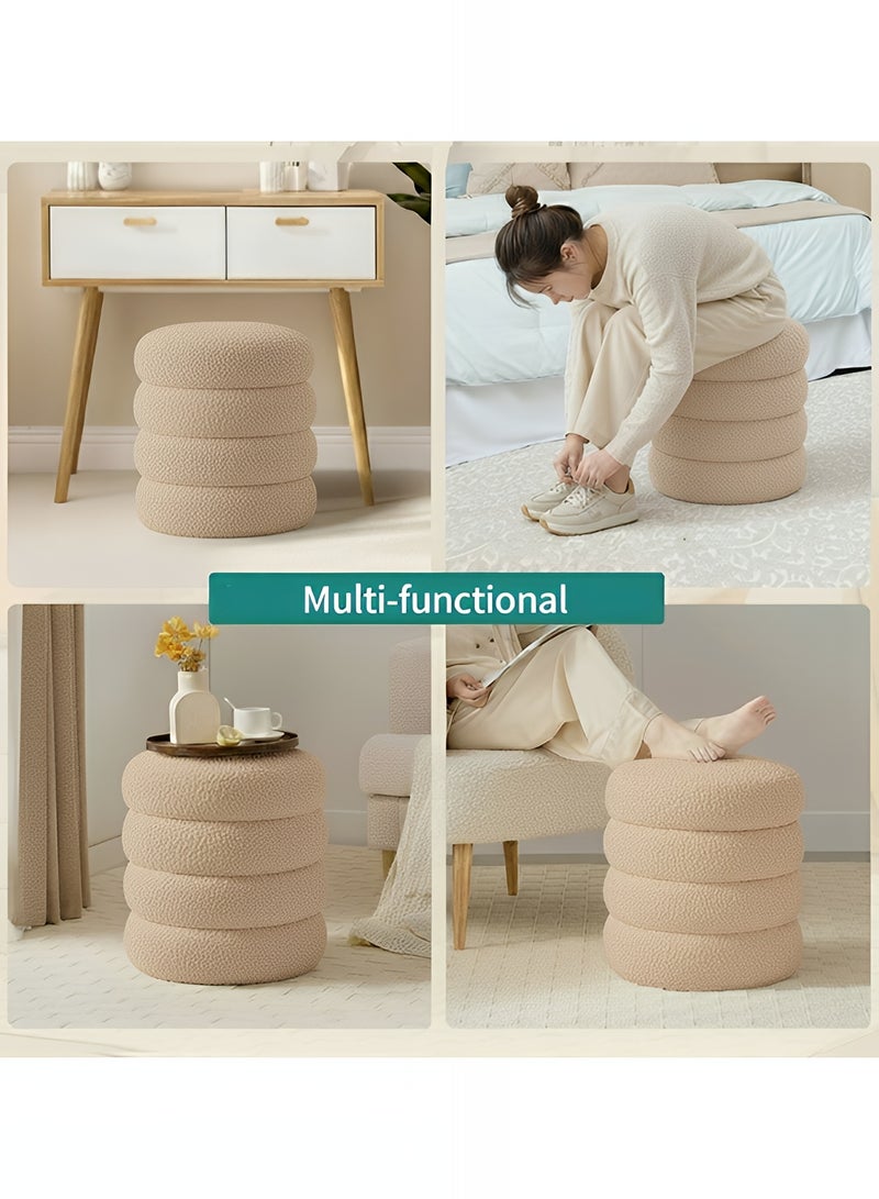 Taimi Boucle Fabric Vanity Chair - Dressing Chair for Bedroom and Dressing Room, Makeup Chair for Vanity Table 40x33cm - Beige - Image 4