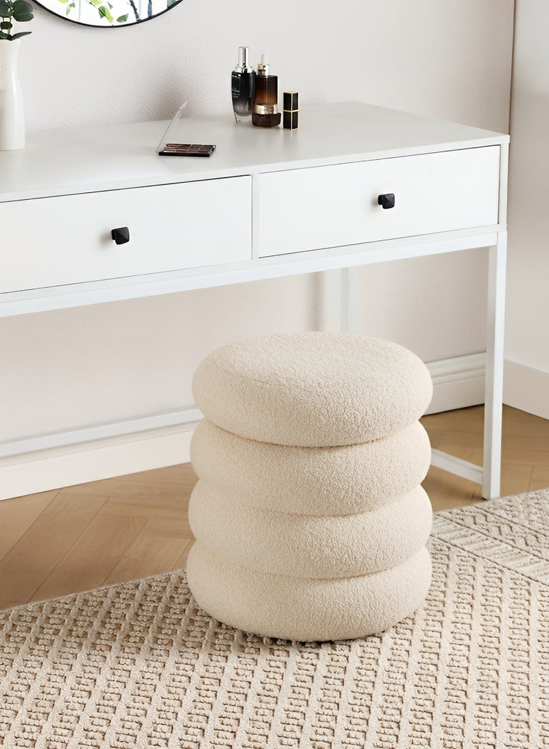 Taimi Boucle Fabric Vanity Chair - Dressing Chair for Bedroom and Dressing Room, Makeup Chair for Vanity Table 40x33cm - Beige - Image 3