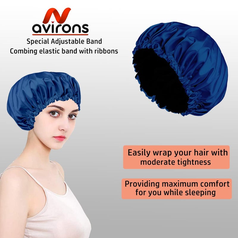 Avirons Silk Hair Cap for Sleeping | Satin Bonnet with Free 3 Scrunches | Silk Bonnet for Hair| Satin Hair Cap for Sleeping| Adjustable Hair Bonnet for Sleeping (Purple) - Image 3