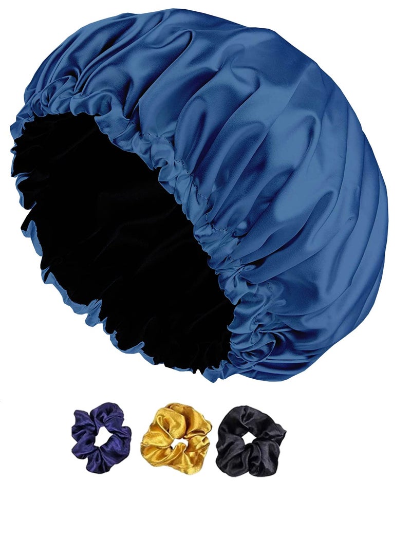 Avirons Silk Hair Cap for Sleeping | Satin Bonnet with Free 3 Scrunches | Silk Bonnet for Hair| Satin Hair Cap for Sleeping| Adjustable Hair Bonnet for Sleeping (Purple) - Image 1