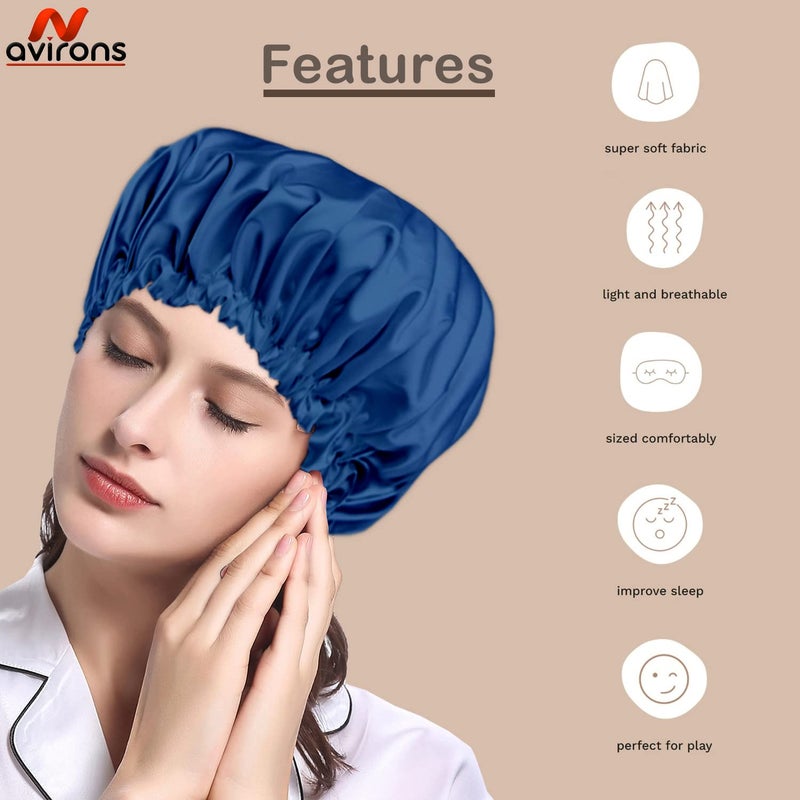 Avirons Silk Hair Cap for Sleeping | Satin Bonnet with Free 3 Scrunches | Silk Bonnet for Hair| Satin Hair Cap for Sleeping| Adjustable Hair Bonnet for Sleeping (Purple) - Image 4