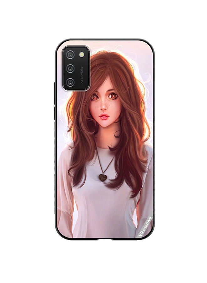 VR CREATIVE Protective Case Cover For Samsung Galaxy A03s Girl With Curly Hair Design Multicolour - Image 1