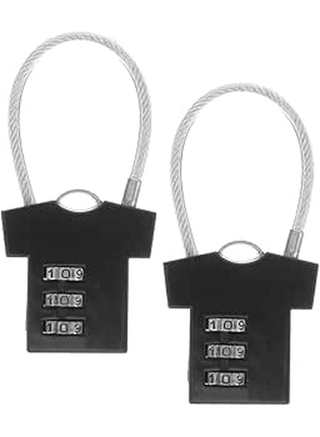 Resettable Combination Cable Locks 2 Pack Black Steel Wire for Luggage Gym Locker Travel Bags - Image 1