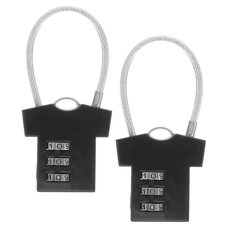 Resettable Combination Cable Locks 2 Pack Black Steel Wire for Luggage Gym Locker Travel Bags - Image 2