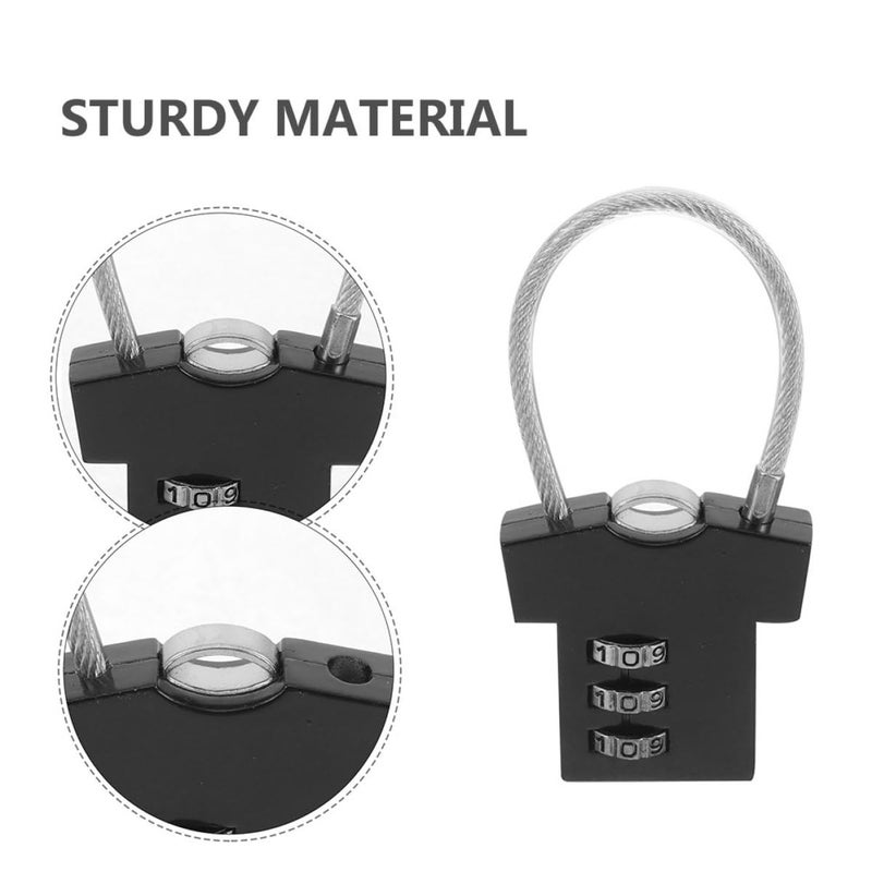 Resettable Combination Cable Locks 2 Pack Black Steel Wire for Luggage Gym Locker Travel Bags - Image 4