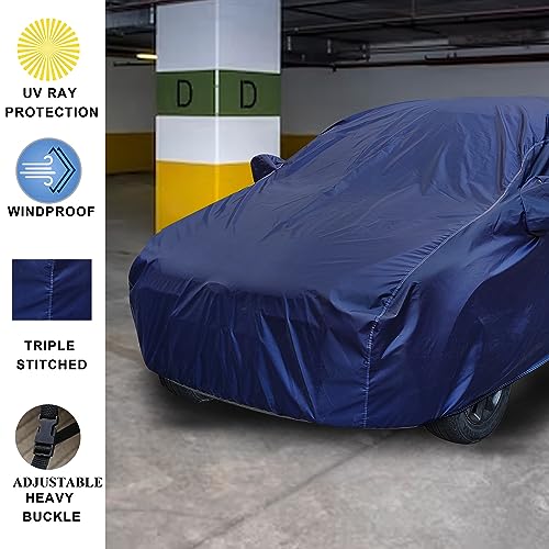 Auto Hub Car Cover Compatible with Mahindra Bolero Neo with Mirror Pocket, Weather Proof, Triple Stitched, Bolero Neo Car Cover- Plain Navy - Image 3
