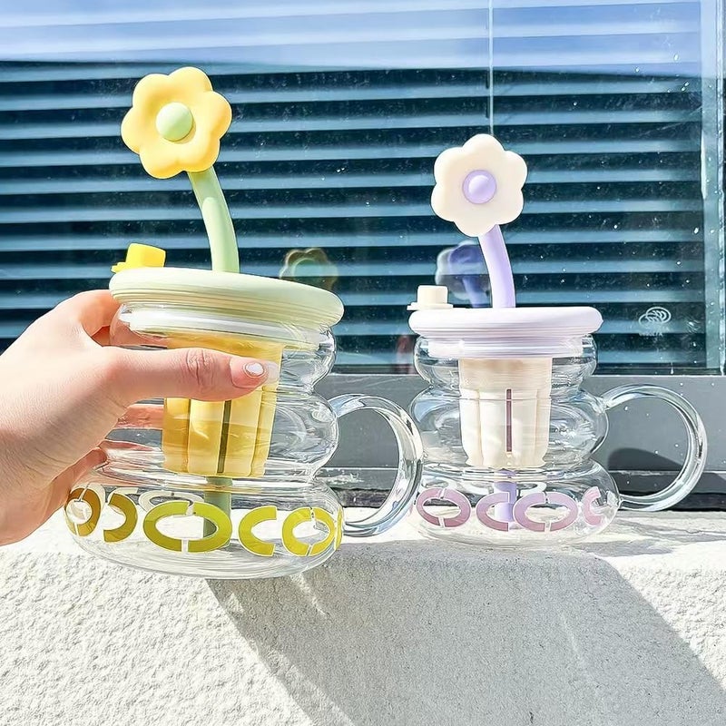 CHIRANSI Cartoon Water Cup with Lid and StrawCute Fruit Juice Glass Tumbler Portable Water Bottle for Lemon Tea Fruit Tea Ice Drinks Pack of 1 800ml Cup - Image 4