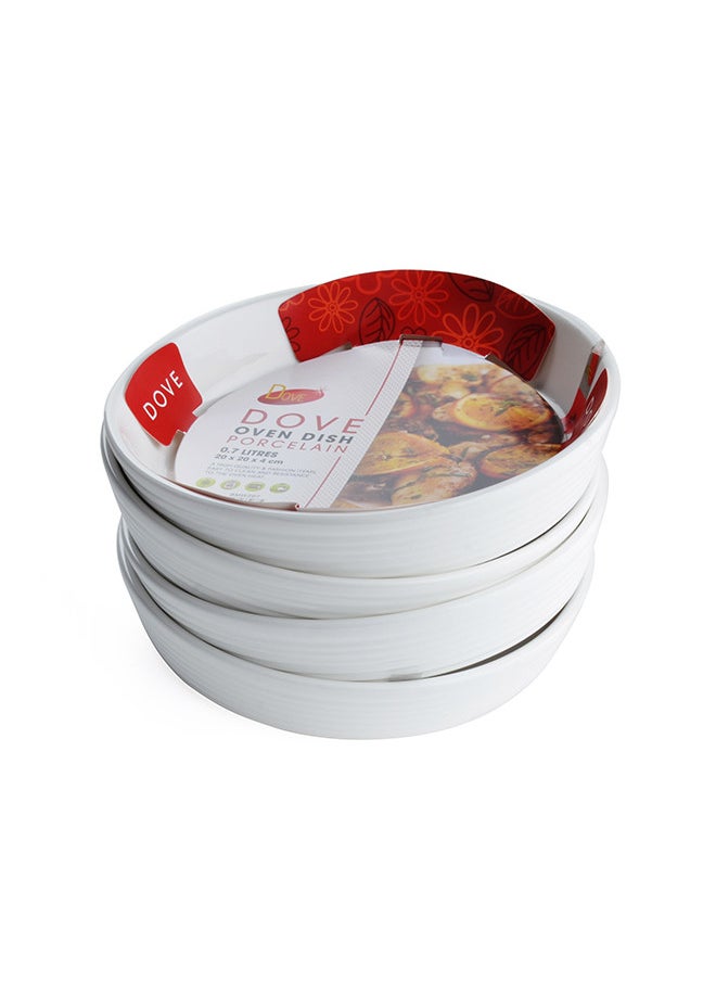 Dove 4-Piece Round Porcelain Baking Dish 0.7 Liters 20x20x4CM White  - Image 2