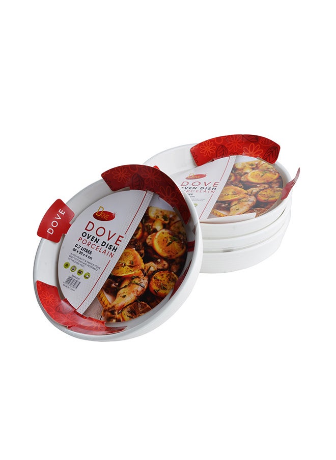 Dove 4-Piece Round Porcelain Baking Dish 0.7 Liters 20x20x4CM White  - Image 3