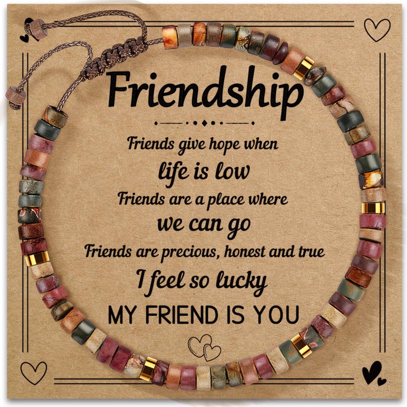 ZOKCC Friendship Bracelets Gifts for Women - Healing Natural Stone Bracelets - Inspirational Friendship Valentines Day Gifts for Women Friend Sister Coworker Bestie BFF - Image 1