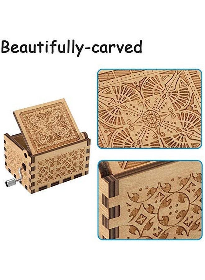 إيثيو صندوق موسيقى خشبي قابل للتجميع من eitheo، يُدار يدويًا، محفور عليه عبارة "عيد ميلاد سعيد" - متعدد الألوان (عبوة من قطعة واحدة) - Image 2