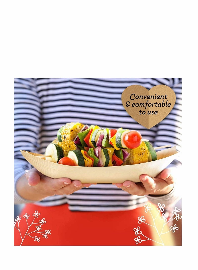 Excefore Wood Serving Boats, Disposable Bamboo Wood Boats, Dishes Plates Wooden Snack Bowls Food Serving Tray Japanese Sashimi Sushi Boat Light Brown for Party Foods, Snacks, Canap, 50 Pcs - Image 5