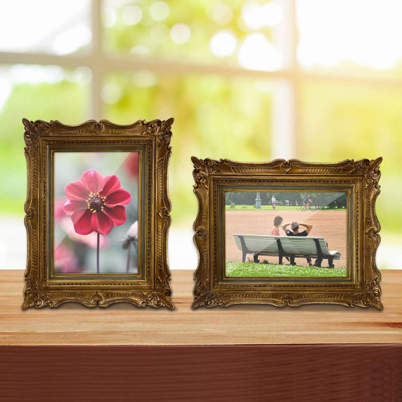 PHAREGE 4x6 Vintage Bronze Gold Picture Frame, 4 by 6 Ornate Antique Picture Frame for Wedding, Retro Photo Frame Displays Horizontally or Vertically On Tabletop - Image 4