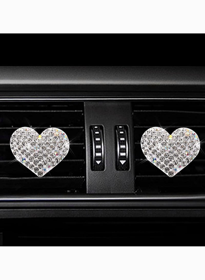 Diamond Heart Shaped Car Air Vent Aroma Diffuser Clip Silver Pack of 2 - Image 2