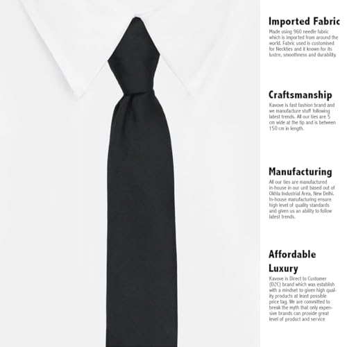 Kavove Classy Black Slim Necktie - Image 5