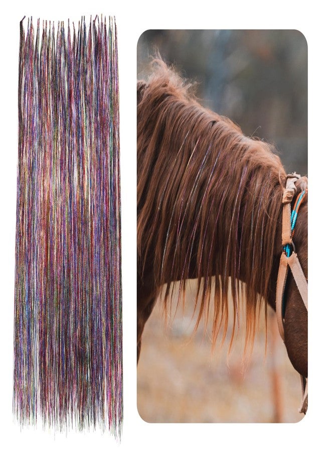 lasuroa 50pcs Horse Bling Accessories, 21.65in Colorful Glitter Tinsel Hair Extensions Horse Mane and Tail Bling Ponytail Hair Tinsel Horse Hair Tassel Decorations for Western Bride Horse Lover - Image 1