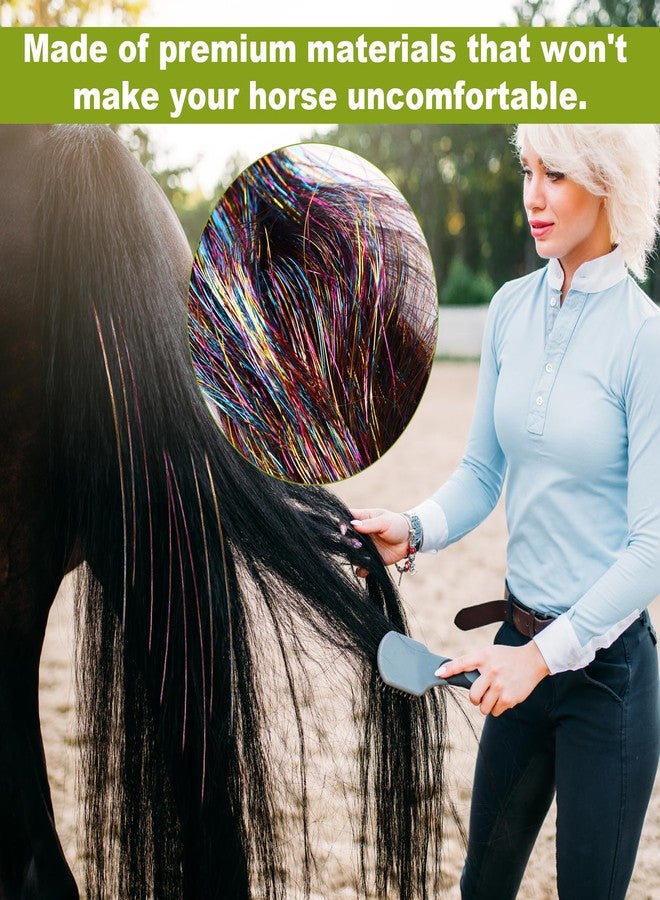 lasuroa 50pcs Horse Bling Accessories, 21.65in Colorful Glitter Tinsel Hair Extensions Horse Mane and Tail Bling Ponytail Hair Tinsel Horse Hair Tassel Decorations for Western Bride Horse Lover - Image 4