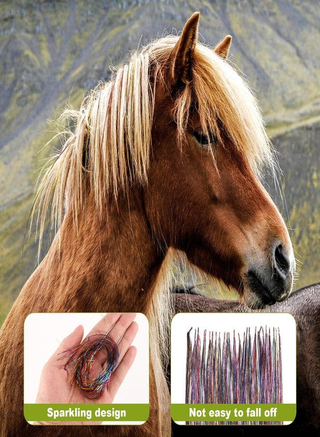 lasuroa 50pcs Horse Bling Accessories, 21.65in Colorful Glitter Tinsel Hair Extensions Horse Mane and Tail Bling Ponytail Hair Tinsel Horse Hair Tassel Decorations for Western Bride Horse Lover - Image 3