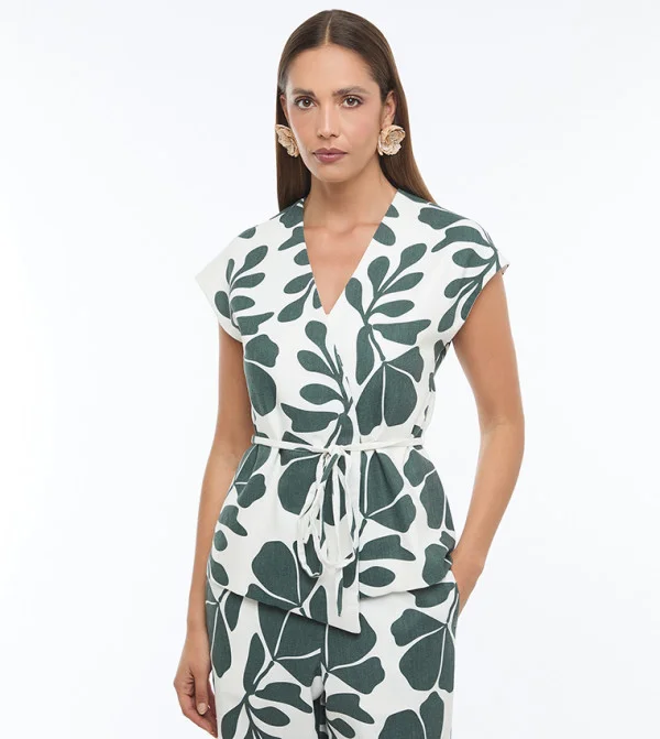 بي سي بي جي BCBG-PRINTED LINEN VEST