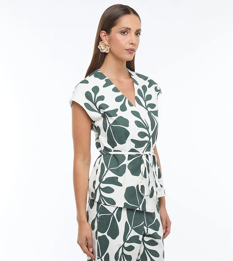 بي سي بي جي BCBG-PRINTED LINEN VEST
