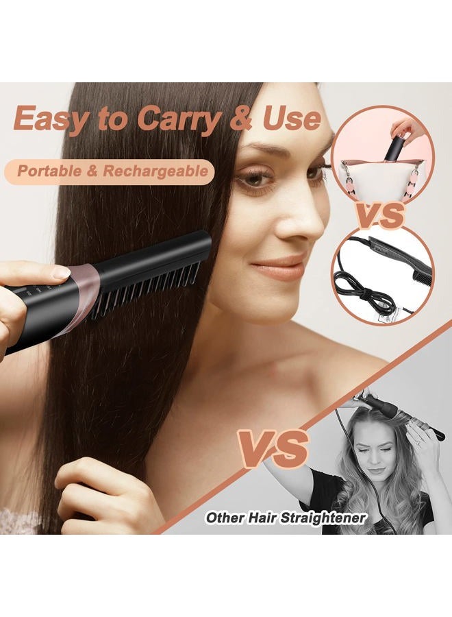 FERNIDA Cordless Hair Straightener Brush, Rechargeable Portable Heated Comb Mini Straightening Brush for Women and Mens Beard Home Travel Lightweight Carry-Along Hot Comb - Image 4