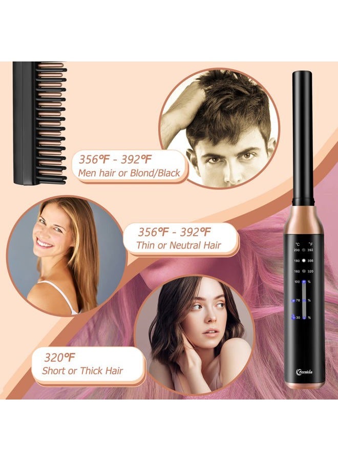 FERNIDA Cordless Hair Straightener Brush, Rechargeable Portable Heated Comb Mini Straightening Brush for Women and Mens Beard Home Travel Lightweight Carry-Along Hot Comb - Image 5