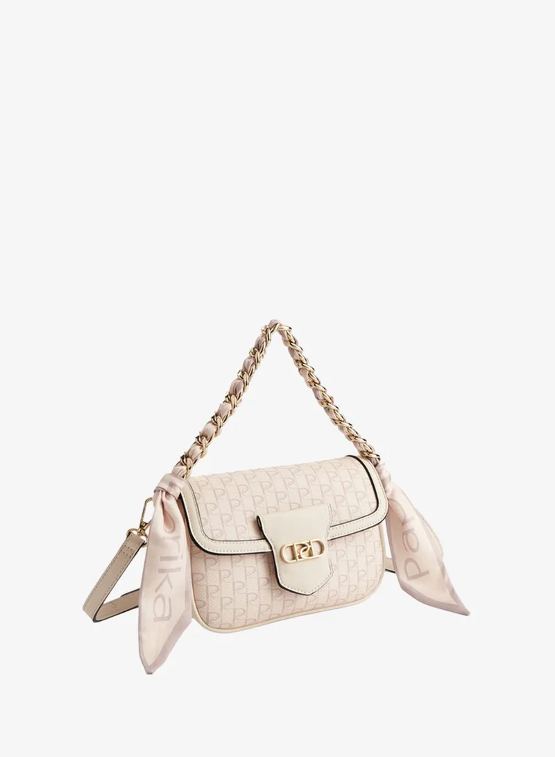 بابريكا حقيبة كروس بودي نسائية بطبعة شعار مع حزام قابل للفصل وإغلاق قلاب