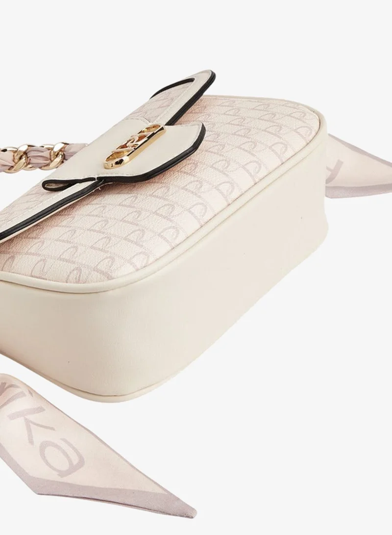 بابريكا حقيبة كروس بودي نسائية بطبعة شعار مع حزام قابل للفصل وإغلاق قلاب