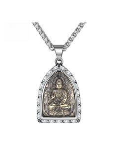 Generic Retro Zodiac Titanium Mens Necklace Tathagata of the Great Sun (Zodiac Sheep and Monkey) 