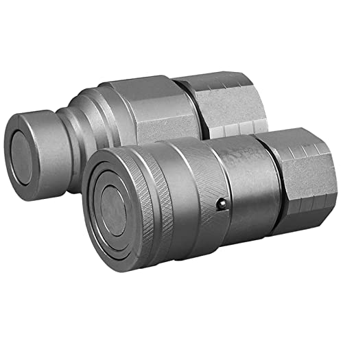 Zinger 1/2" NPT Skid Steer Hydraulic Couplers Bobcat Flat Face Hydraulic Quick Connect Couplers/Couplings w/Dust Caps,1/2" Body Hydraulic Coupling - Image 4