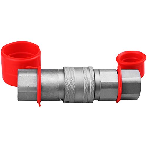 Zinger 1/2" NPT Skid Steer Hydraulic Couplers Bobcat Flat Face Hydraulic Quick Connect Couplers/Couplings w/Dust Caps,1/2" Body Hydraulic Coupling - Image 3