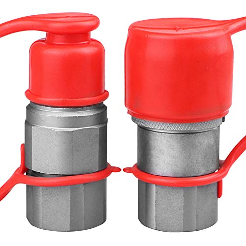Zinger 1/2" NPT Skid Steer Hydraulic Couplers Bobcat Flat Face Hydraulic Quick Connect Couplers/Couplings w/Dust Caps,1/2" Body Hydraulic Coupling - Image 2