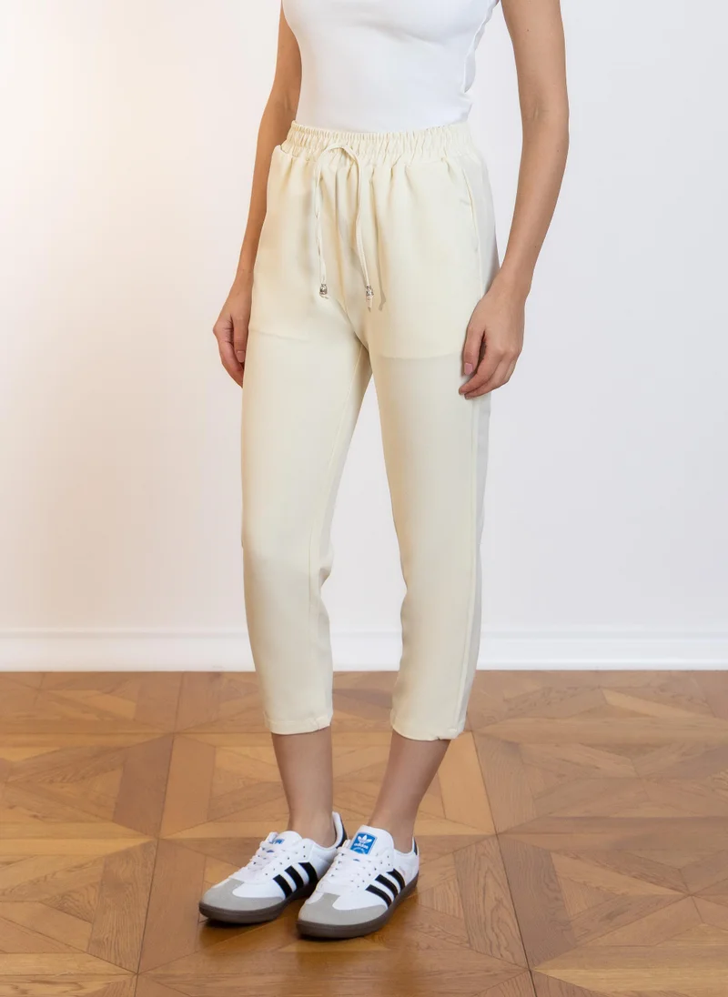 SHAPES Beige COMFORT SLIM CROPPED TROUSERS for Women | Best Price UAE