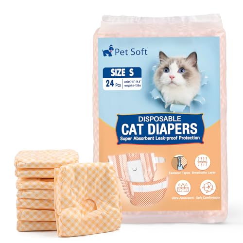 Pet Soft Disposable Cat Diapers Female Dog Diapers for Cats Dogs in Heat Period or Urine Incontinence Doggie Diapers Ultra Absorbent LeakProof Puppy Diapers 24pcs Orange S - Image 1