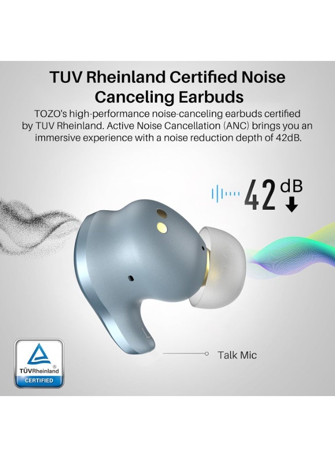توزو سماعات TOZO Golden X1 اللاسلكية بلوتوث - عزل ضوضاء ANC 42dB، صوت نقي Hi-Res بدعم LDAC، مشغل 12 مم، بطارية 32 ساعة ومقاومة للماء IPX6 - Image 3
