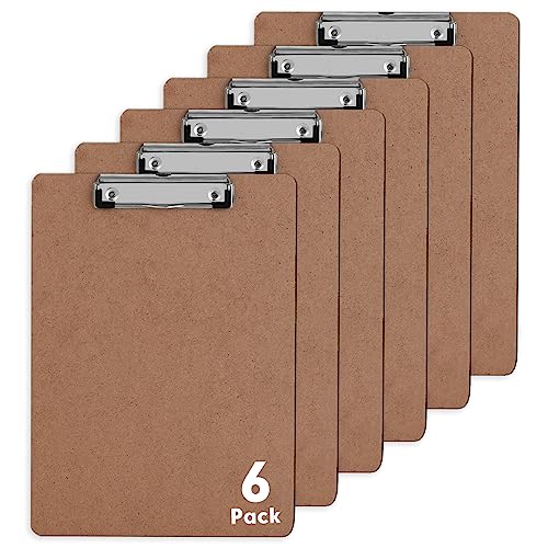 PANDRI Clipboards, PANDRI 6 Pack Hardboard Office Clipboards, Low Profile Clip, Clip Boards 8.5x11 Standard Letter Size, Classroom Supplies, ECO Friendly - Image 1