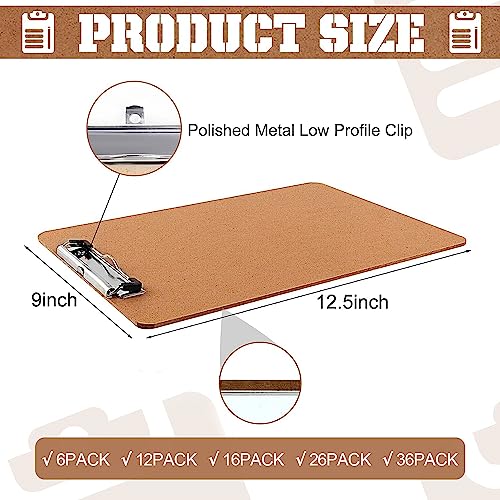 PANDRI Clipboards, PANDRI 6 Pack Hardboard Office Clipboards, Low Profile Clip, Clip Boards 8.5x11 Standard Letter Size, Classroom Supplies, ECO Friendly - Image 2